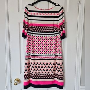 Eliza J Knee Length Lined Stetchy Sheath Dress Pink And Peach Size 8